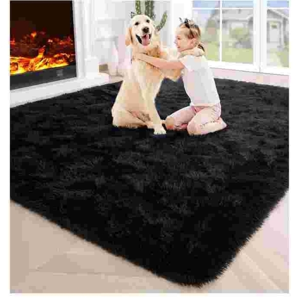 4' X 6' Soft Fluffy Black Run NIP - Picture 1 of 1